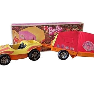 1970 b arbie Camper Van Toy - Yellow and Red